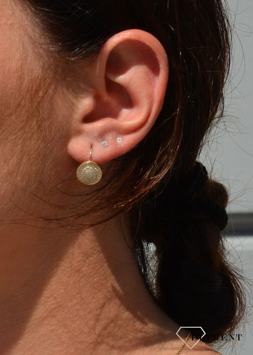 Kolczyki złote ' Cyrkonie w okręgu ' KL 9662.jpg